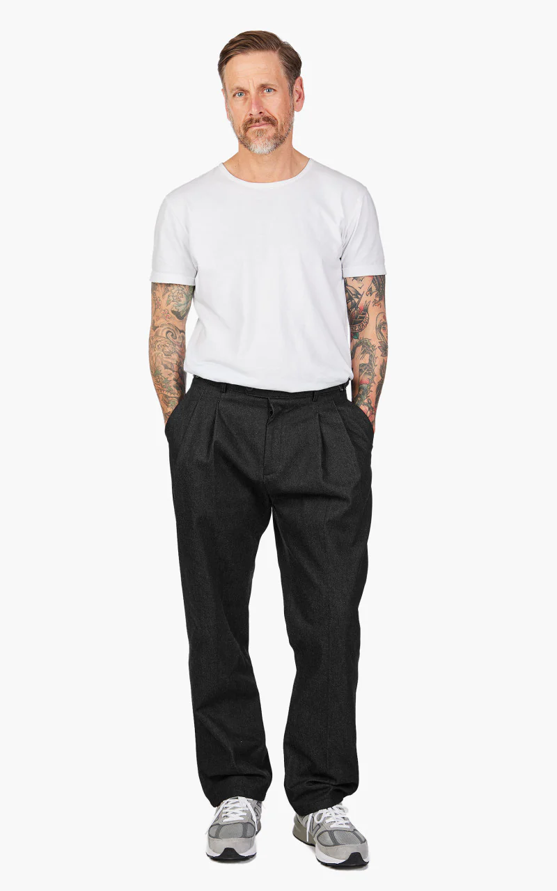 FrizmWORKS Side Adjust Two Tuck Denim Pants Black - Image 2