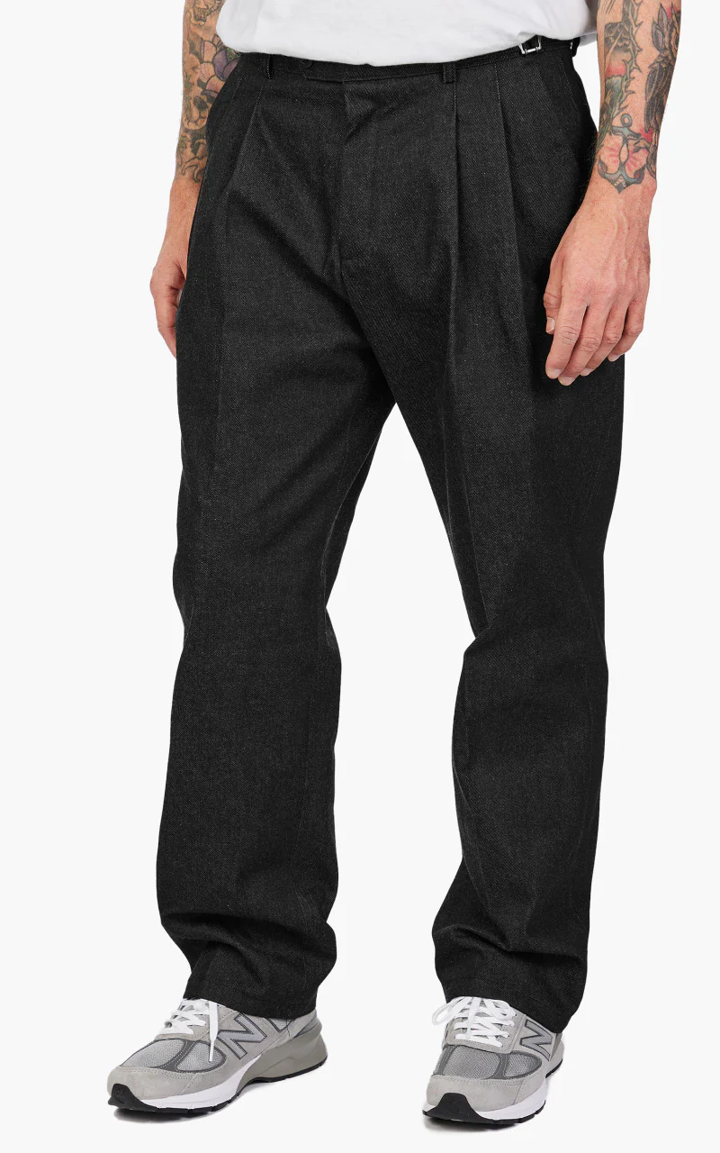 FrizmWORKS Side Adjust Two Tuck Denim Pants Black - Image 4
