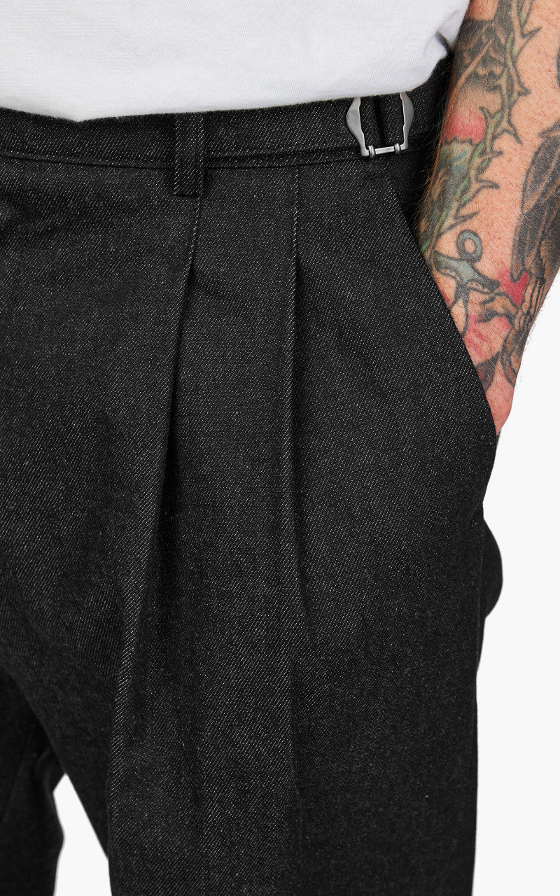 FrizmWORKS Side Adjust Two Tuck Denim Pants Black - Image 5