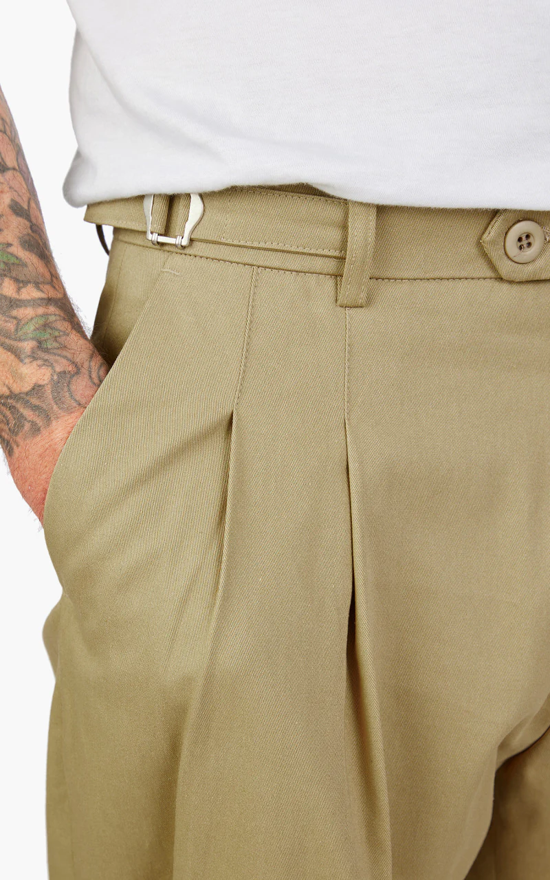 FrizmWORKS Side Adjust Two Tuck Pants Beige - Image 4
