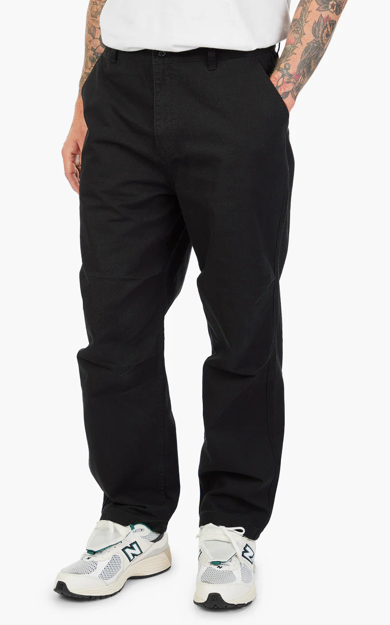 FrizmWORKS Slub Cotton Two Tuck Pants Black - Image 3
