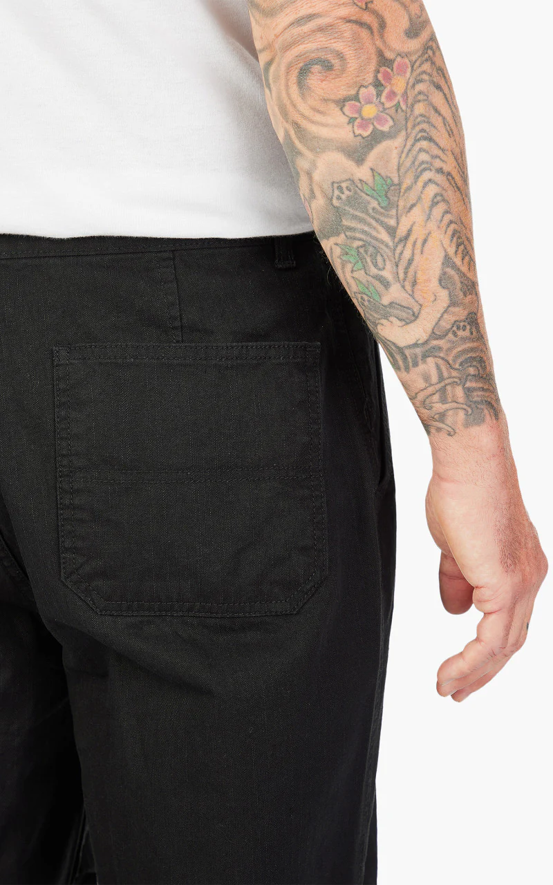FrizmWORKS Slub Cotton Two Tuck Pants Black - Image 6