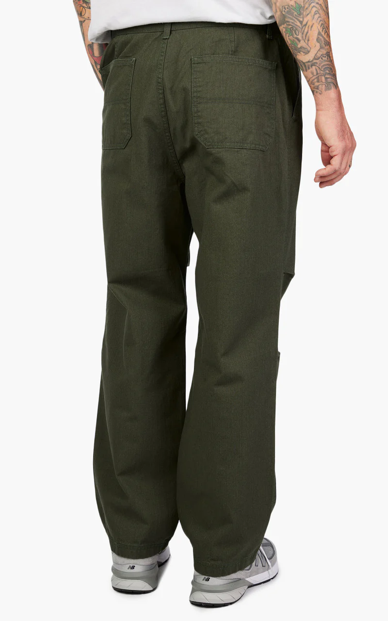 FrizmWORKS Slub Cotton Two Tuck Pants Olive - Image 5