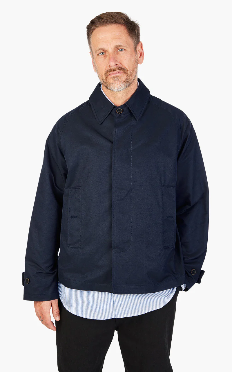 FrizmWORKS Solar Twill Balmacaan Half Jacket Navy - Image 4