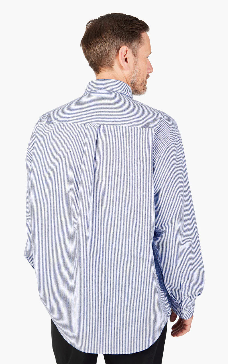 FrizmWORKS Stripe Cotton Relaxed Shirt Blue - Image 3