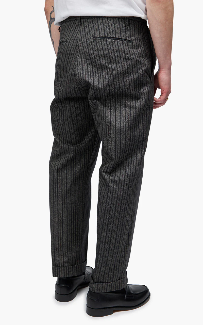 Fullcount 1128 Schonherr Weaving Cloth Farmers Trouser Charcoal Altanate Stripe - Image 5