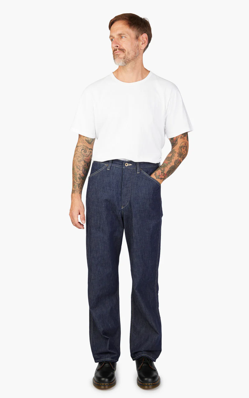 Fullcount 1129-1 PW Denim Cinch Back Work Pants Indigo Blue - Image 2