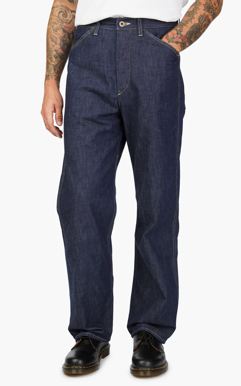 Fullcount 1129-1 PW Denim Cinch Back Work Pants Indigo Blue - Image 4