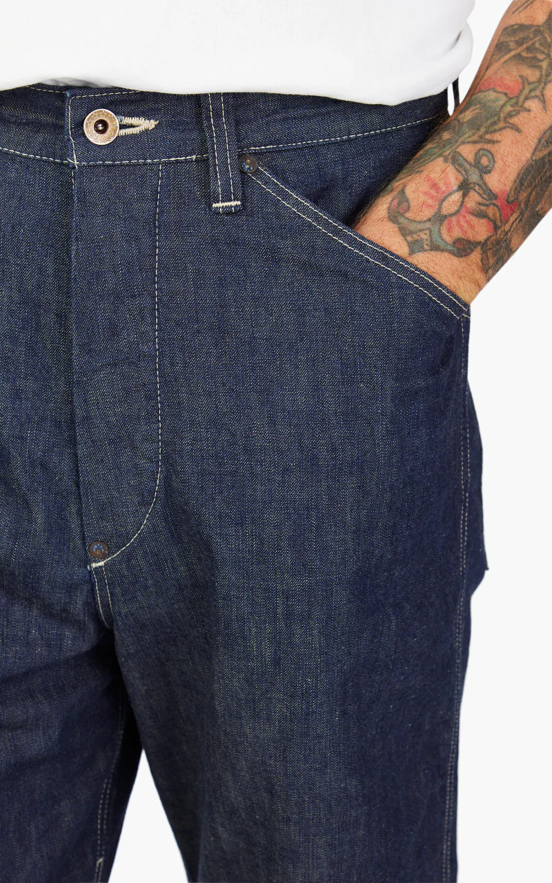 Fullcount 1129-1 PW Denim Cinch Back Work Pants Indigo Blue - Image 7