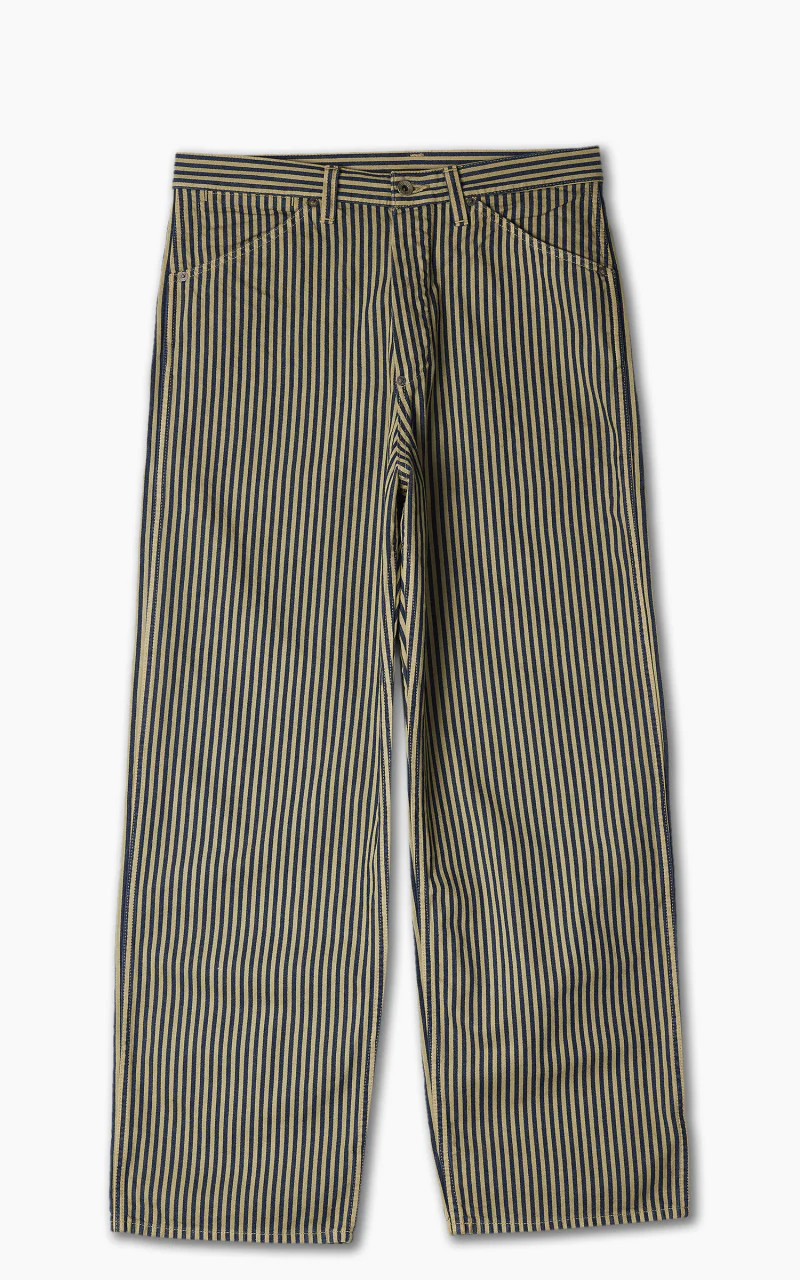 1129-3 Brown Hickory Cinch Back Work Pants Indigo Blue/Brown