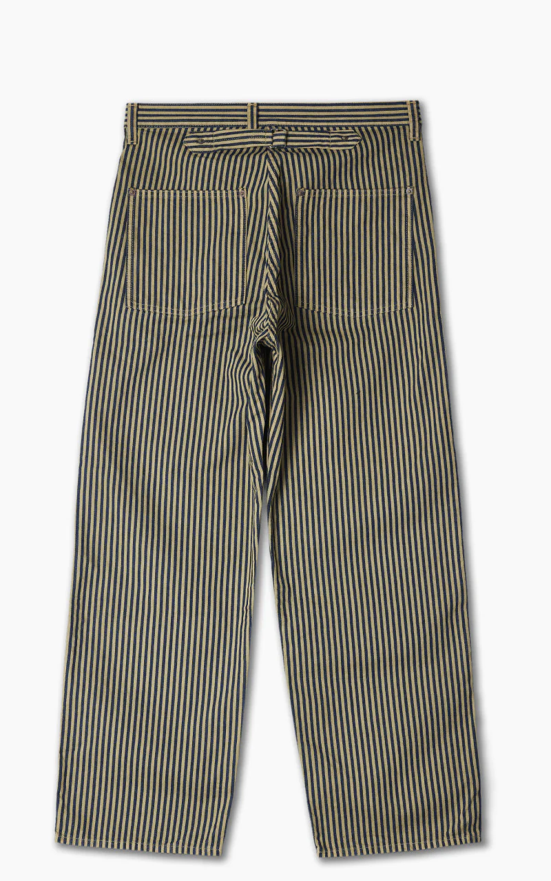 1129-3 Brown Hickory Cinch Back Work Pants Indigo Blue/Brown - Image 3