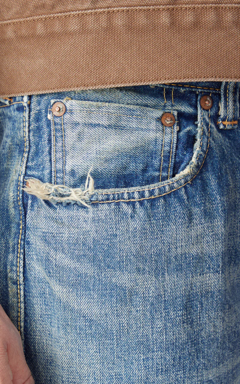 Fullcount 1341-0105 Dartford Wide Denim Washed Indigo Blue - Image 3