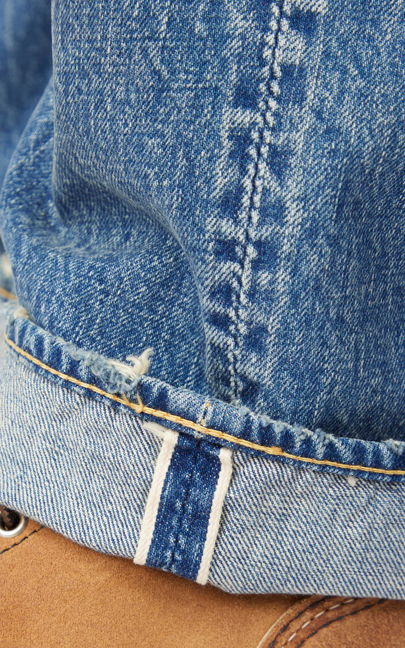 Fullcount 1341-0105 Dartford Wide Denim Washed Indigo Blue - Image 4