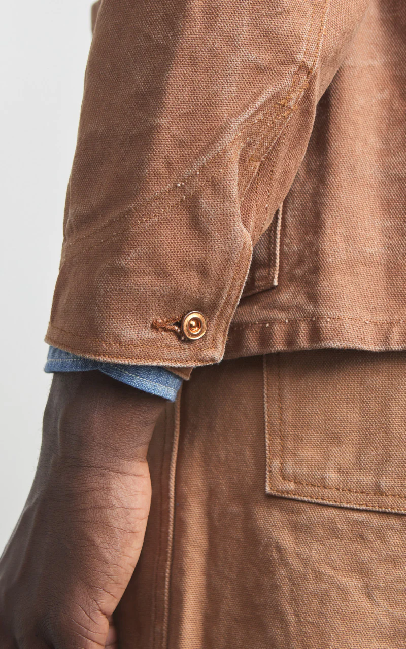 Fullcount 2015-12 Persimmon Tannin Dye Heavy Duck Chore Jacket Brown - Image 8