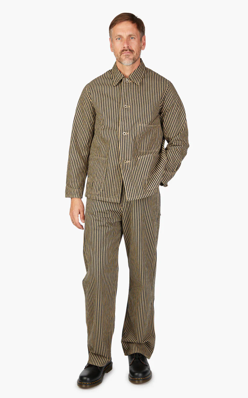 2015-7 Brown Hickory Chore Jacket Indigo Blue/Brown - Image 2