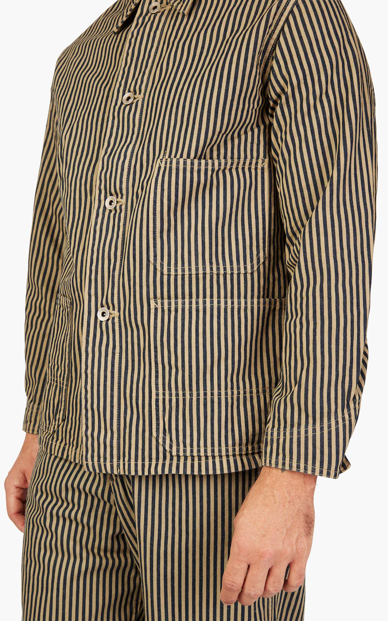 2015-7 Brown Hickory Chore Jacket Indigo Blue/Brown - Image 5