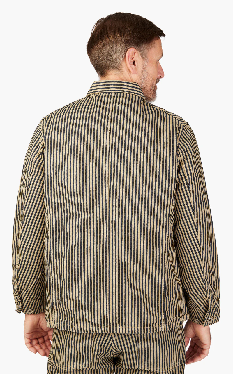 2015-7 Brown Hickory Chore Jacket Indigo Blue/Brown - Image 6