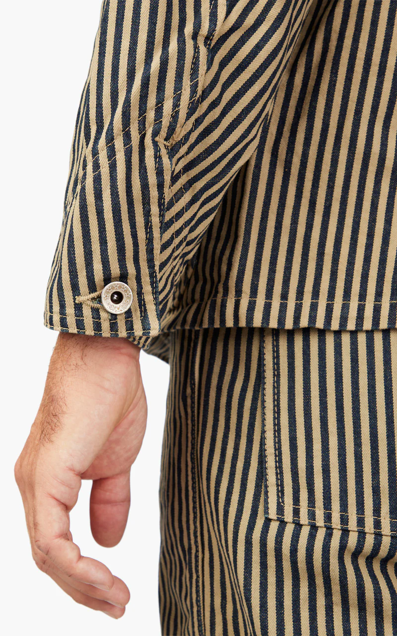 2015-7 Brown Hickory Chore Jacket Indigo Blue/Brown - Image 7