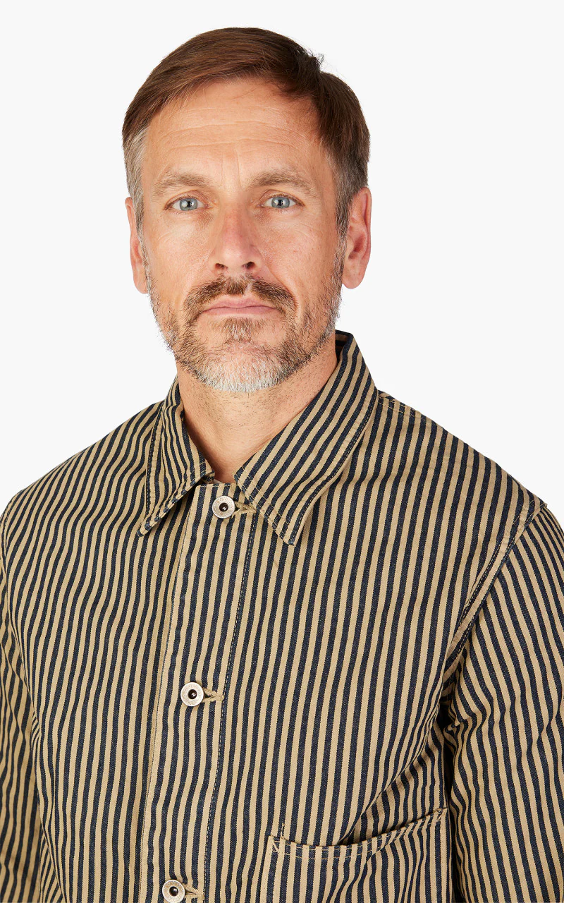 2015-7 Brown Hickory Chore Jacket Indigo Blue/Brown - Image 8