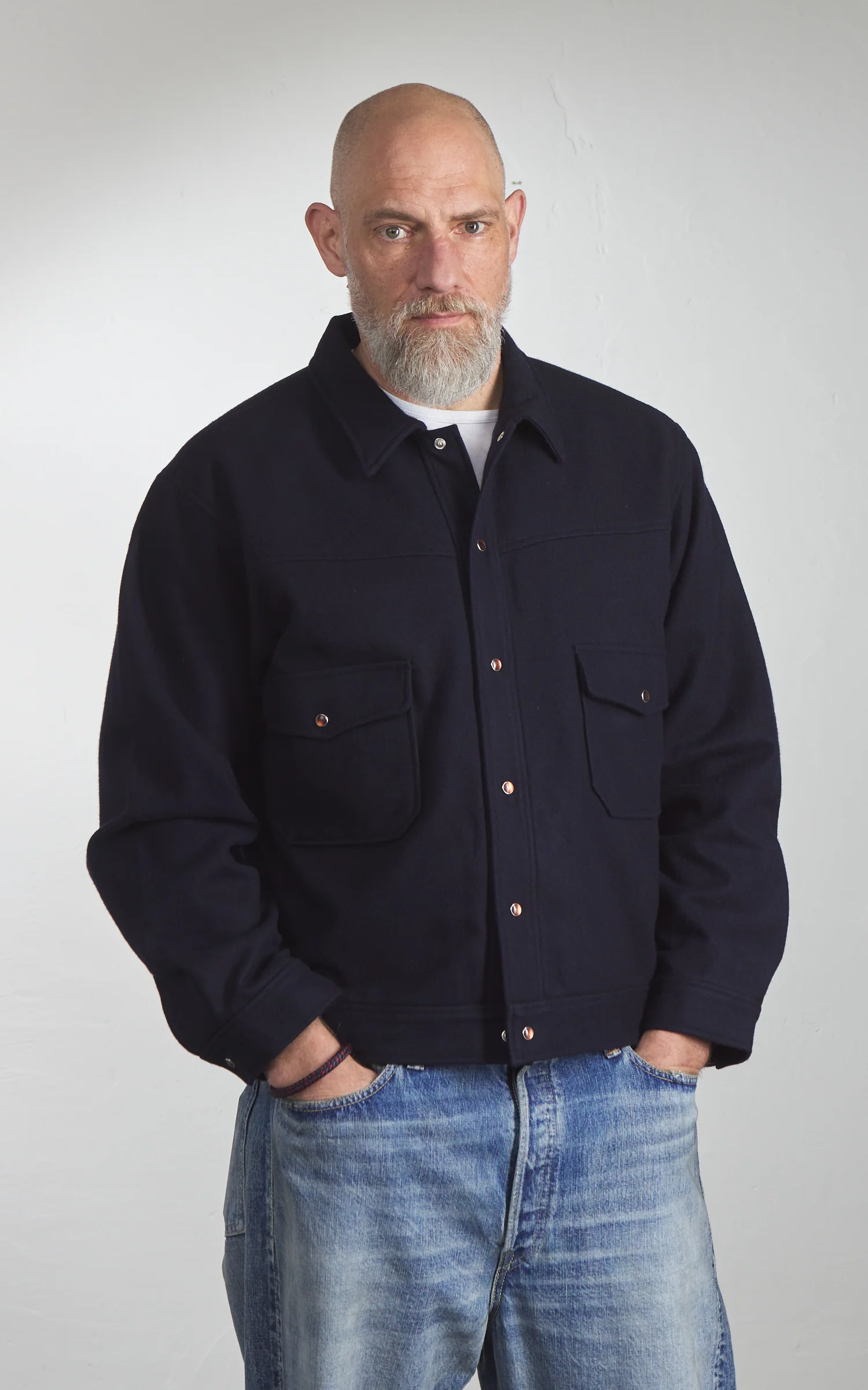 Fullcount 2041 Wool Melton Hollywood Dude Jacket Navy - Image 2