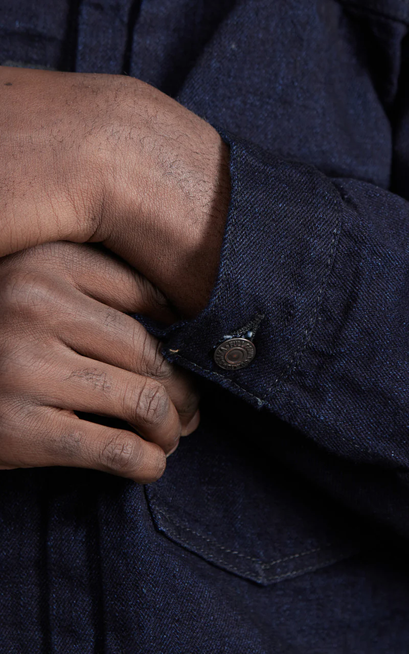 Fullcount 2102SRB Type 2 Selvedge Denim Jacket Super Rough Indigo x Black 15.5oz - Image 10