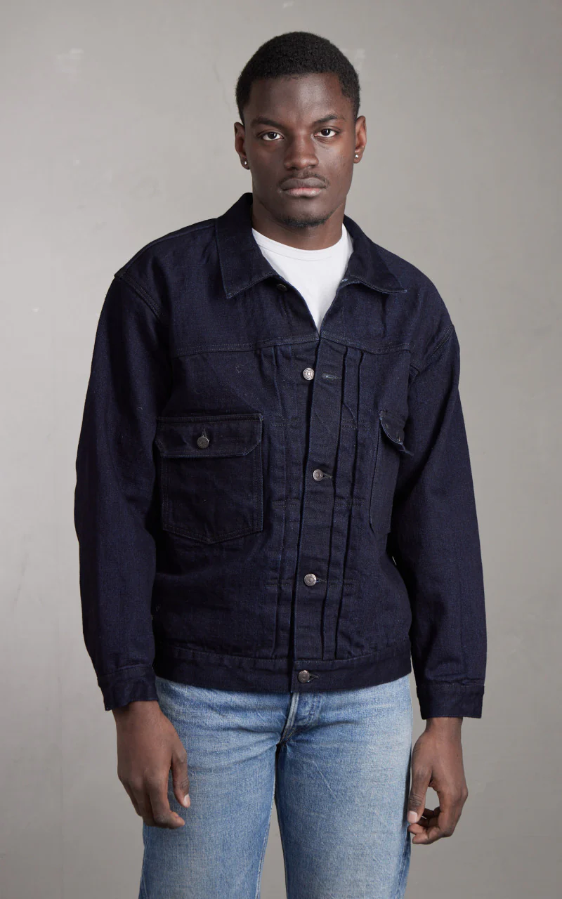 Fullcount 2102SRB Type 2 Selvedge Denim Jacket Super Rough Indigo x Black 15.5oz - Image 2