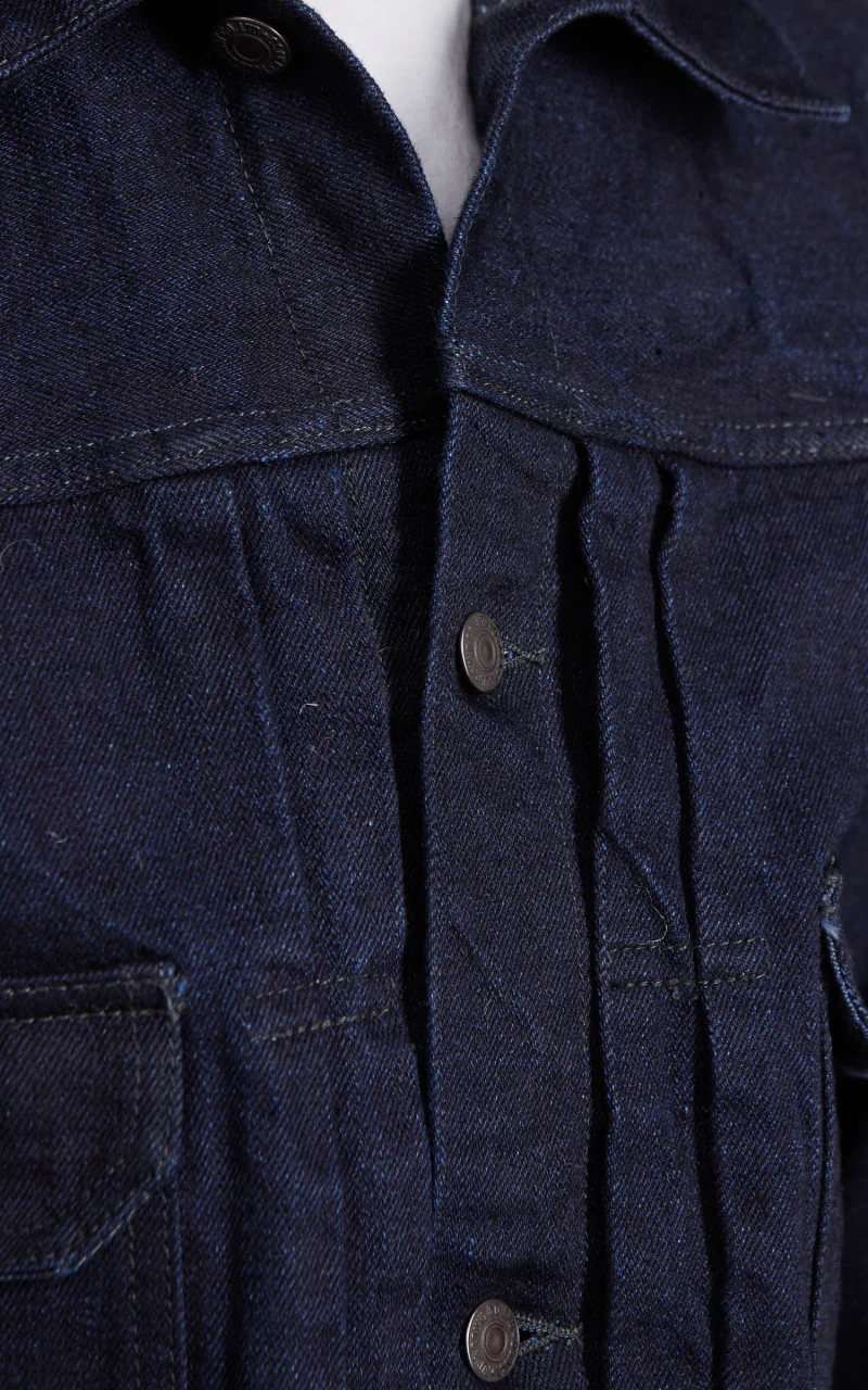Fullcount 2102SRB Type 2 Selvedge Denim Jacket Super Rough Indigo x Black 15.5oz - Image 8
