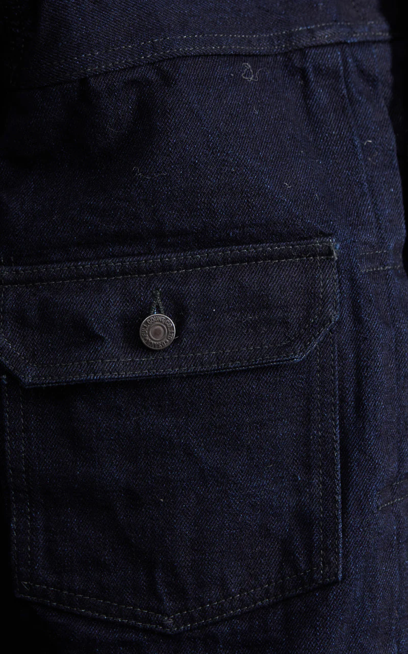 Fullcount 2102SRB Type 2 Selvedge Denim Jacket Super Rough Indigo x Black 15.5oz - Image 9