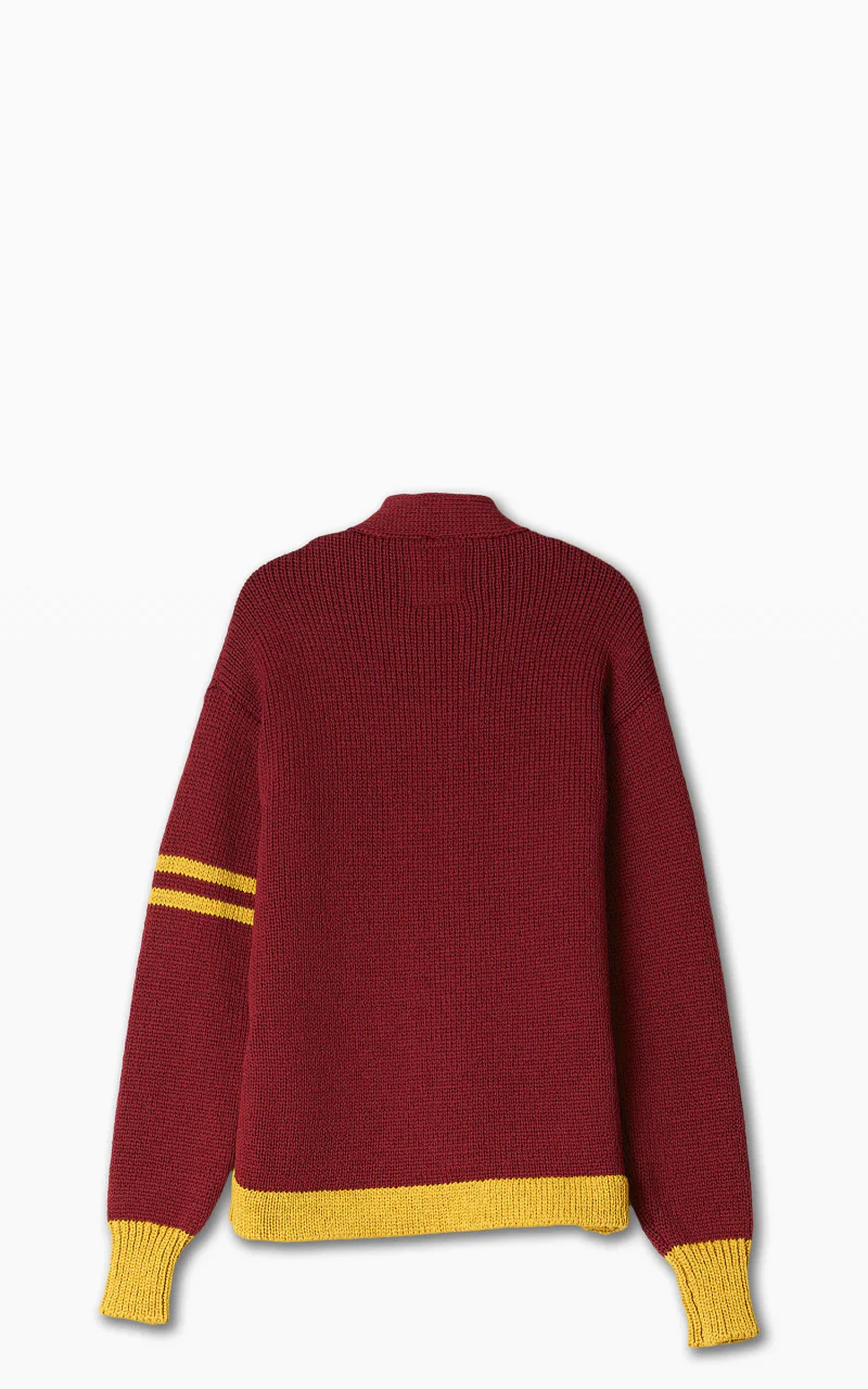Fullcount 3008 Husk Wool Letterman Cardigan Burgundy "30th Anniversary" - Image 3