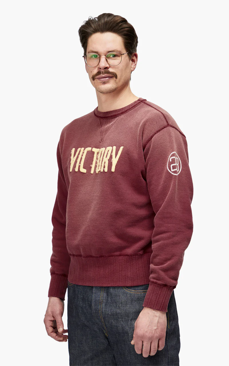 Fullcount 3757 Double V Set In Sleeve Sweater Burgundy "30th Anniversary" - Image 5