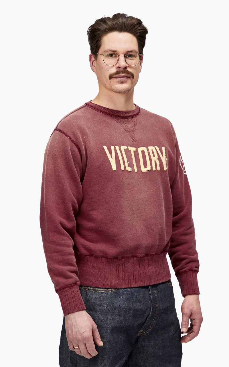Fullcount 3757 Double V Set In Sleeve Sweater Burgundy "30th Anniversary" - Image 7