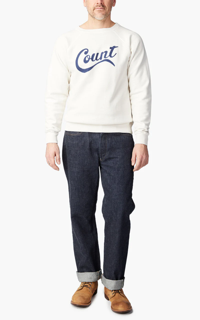 Fullcount 3765-2 "Count" Raglan Sleeve College Sweatshirt Off White - Image 2