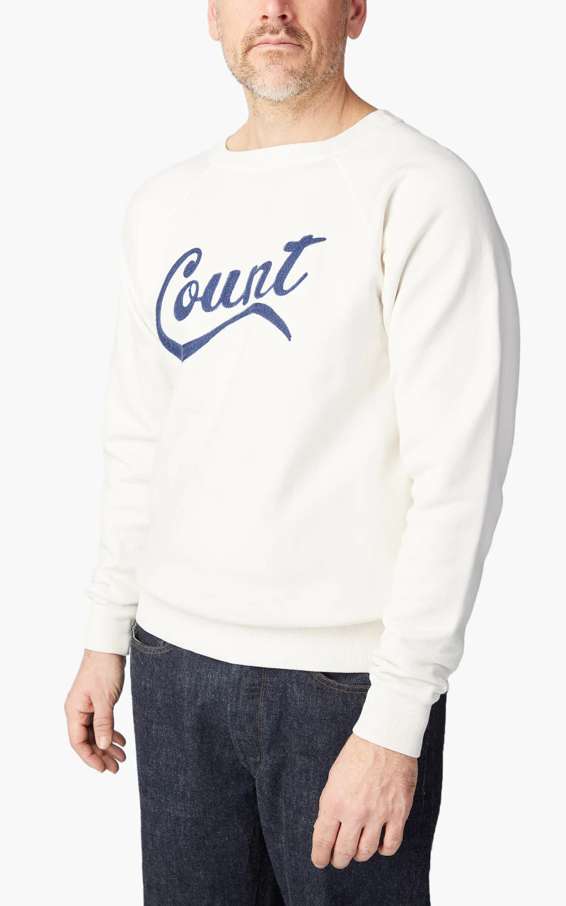 Fullcount 3765-2 "Count" Raglan Sleeve College Sweatshirt Off White - Image 4