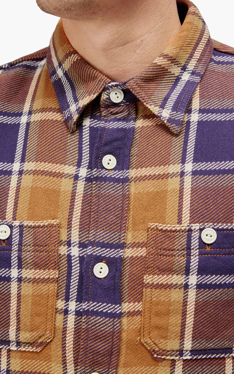 Fullcount 4070 Original Check Flannel Shirt Dull Orange - Image 8