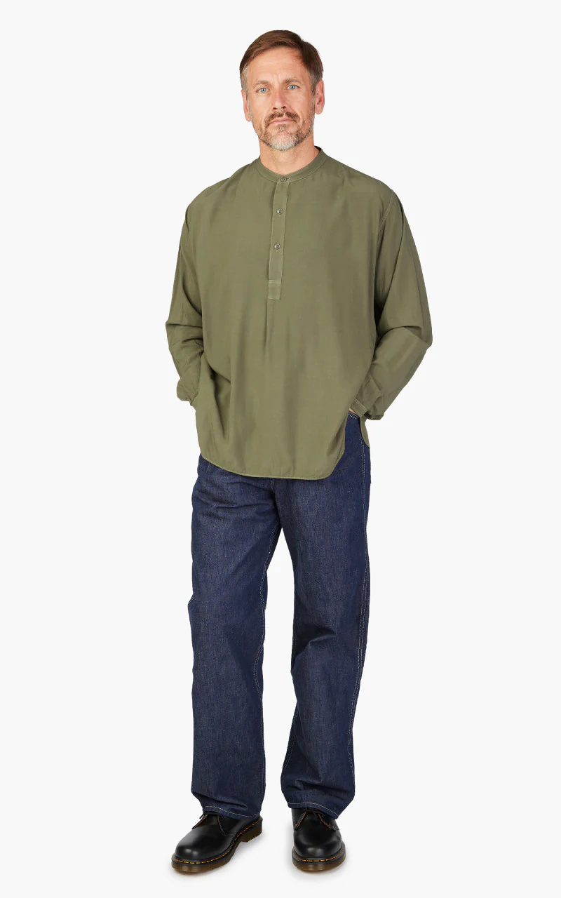 Fullcount 4074 Rayon French Farmers Shirt Olive - Image 2