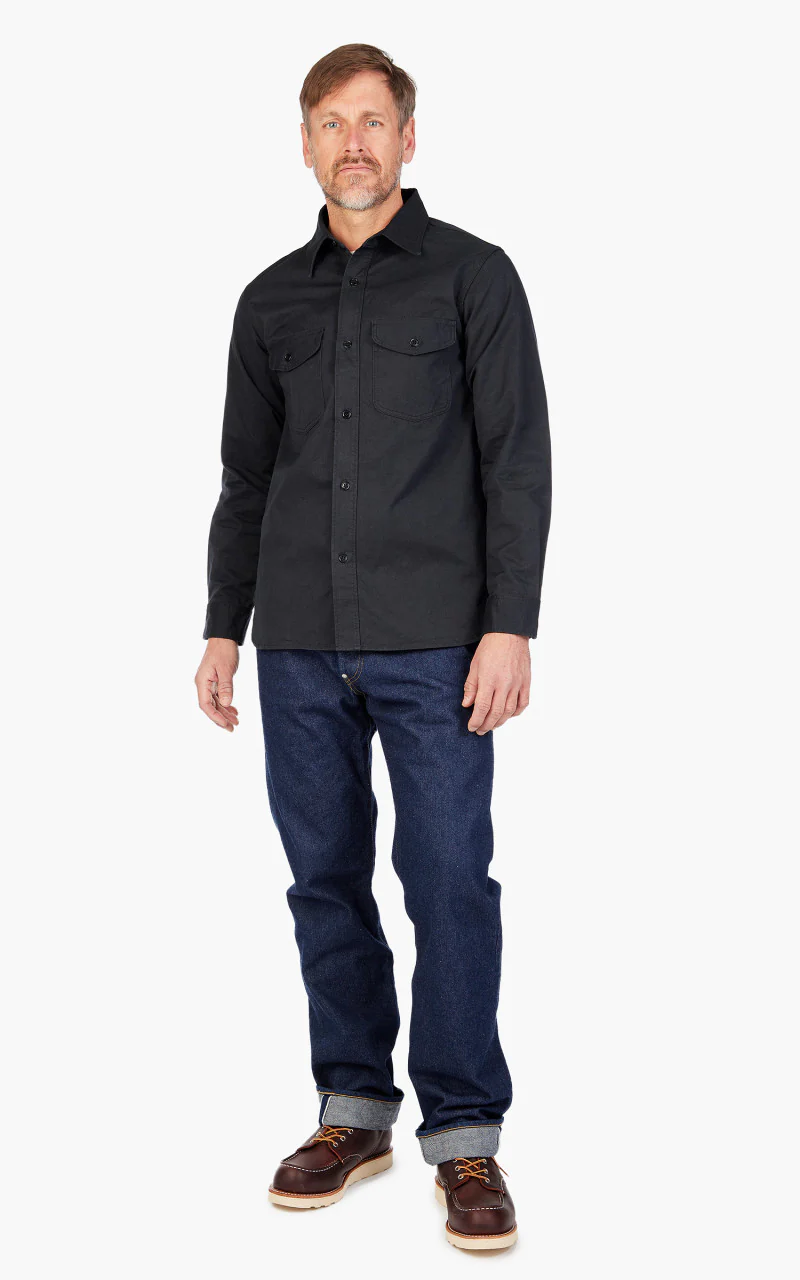 Fullcount 4076 Old Japanese Twill Work Shirt Ink Black - Image 2