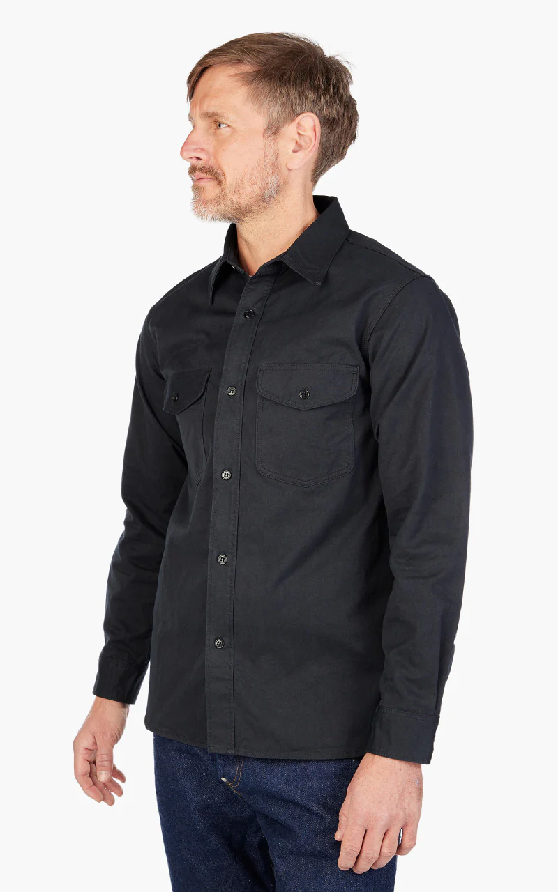 Fullcount 4076 Old Japanese Twill Work Shirt Ink Black - Image 4