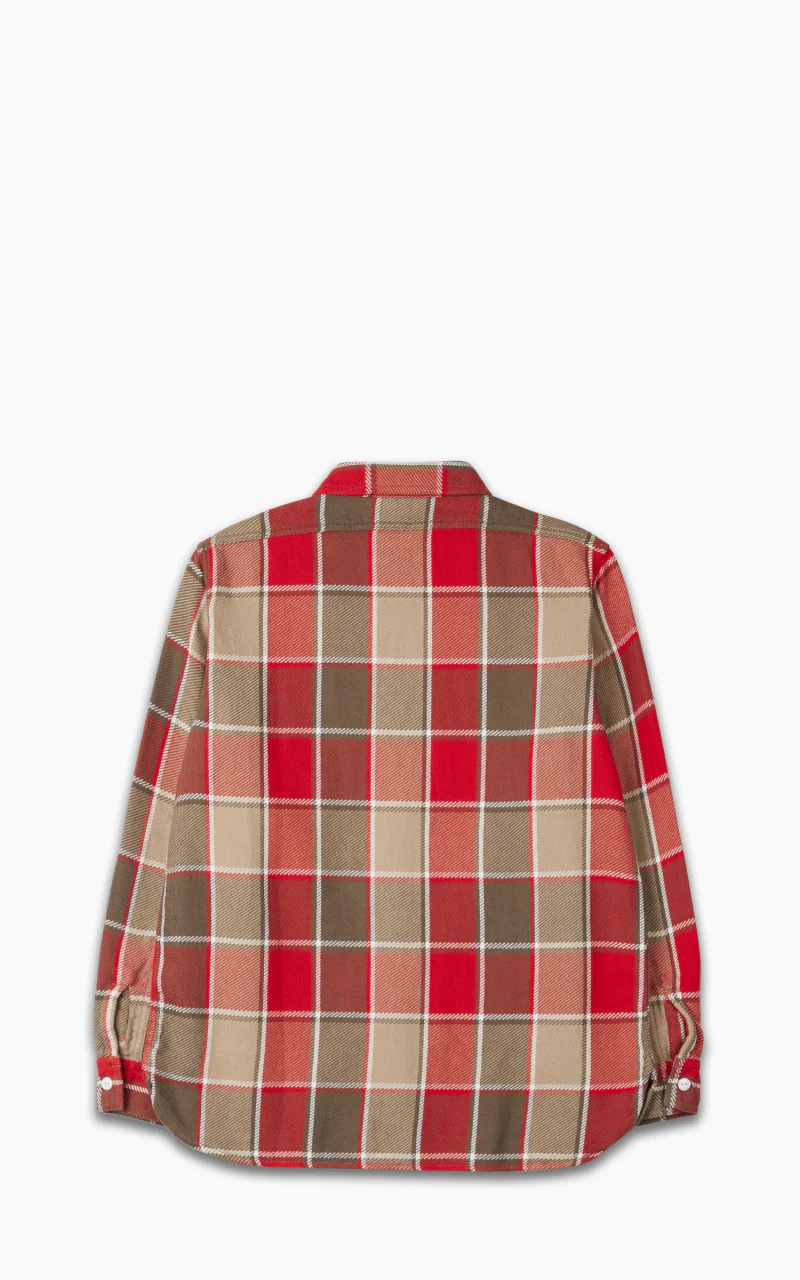 4077 Original Check Cotton Flannel Shirt Red/Beige - Image 2
