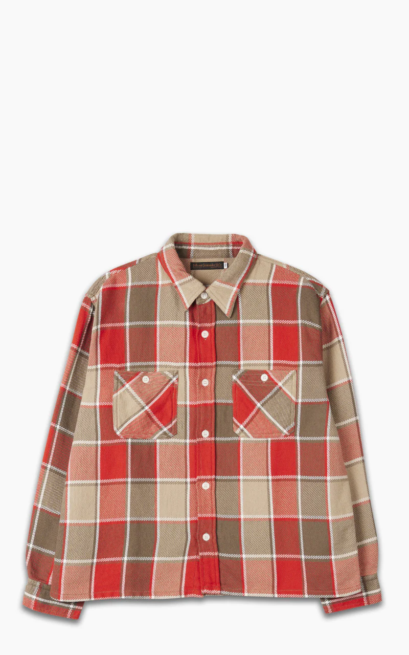4078 Original Check Cotton Flannel Square Red/Beige