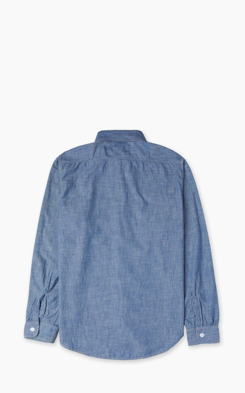 Fullcount 4091 20s Short Chambray Shirt Blue - Image 3