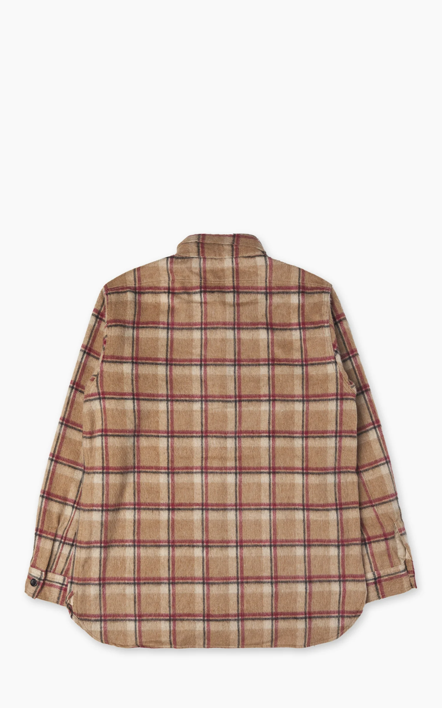 Fullcount 4096 Wool Shaggy Check Work Shirt Beige - Image 3