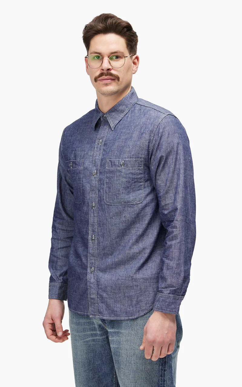 Fullcount 4810 Chambray Work Shirt Indigo - Image 5
