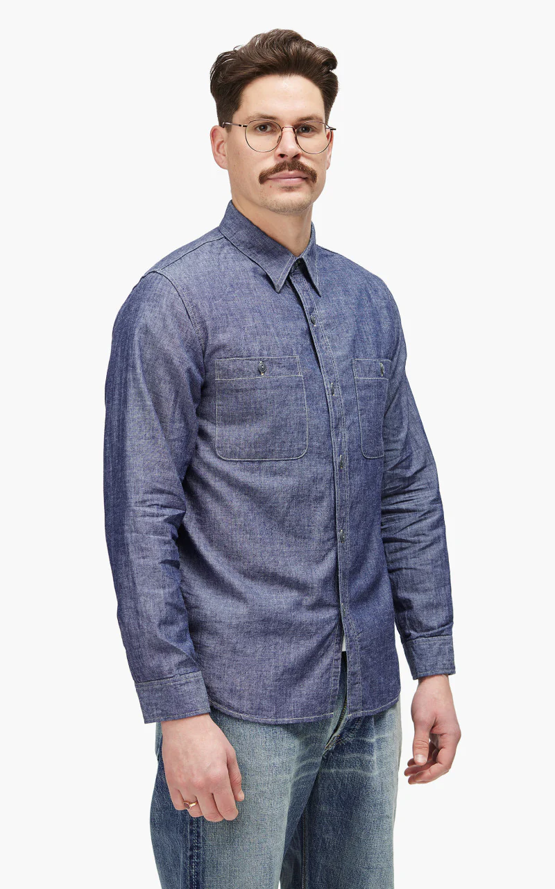Fullcount 4810 Chambray Work Shirt Indigo - Image 6