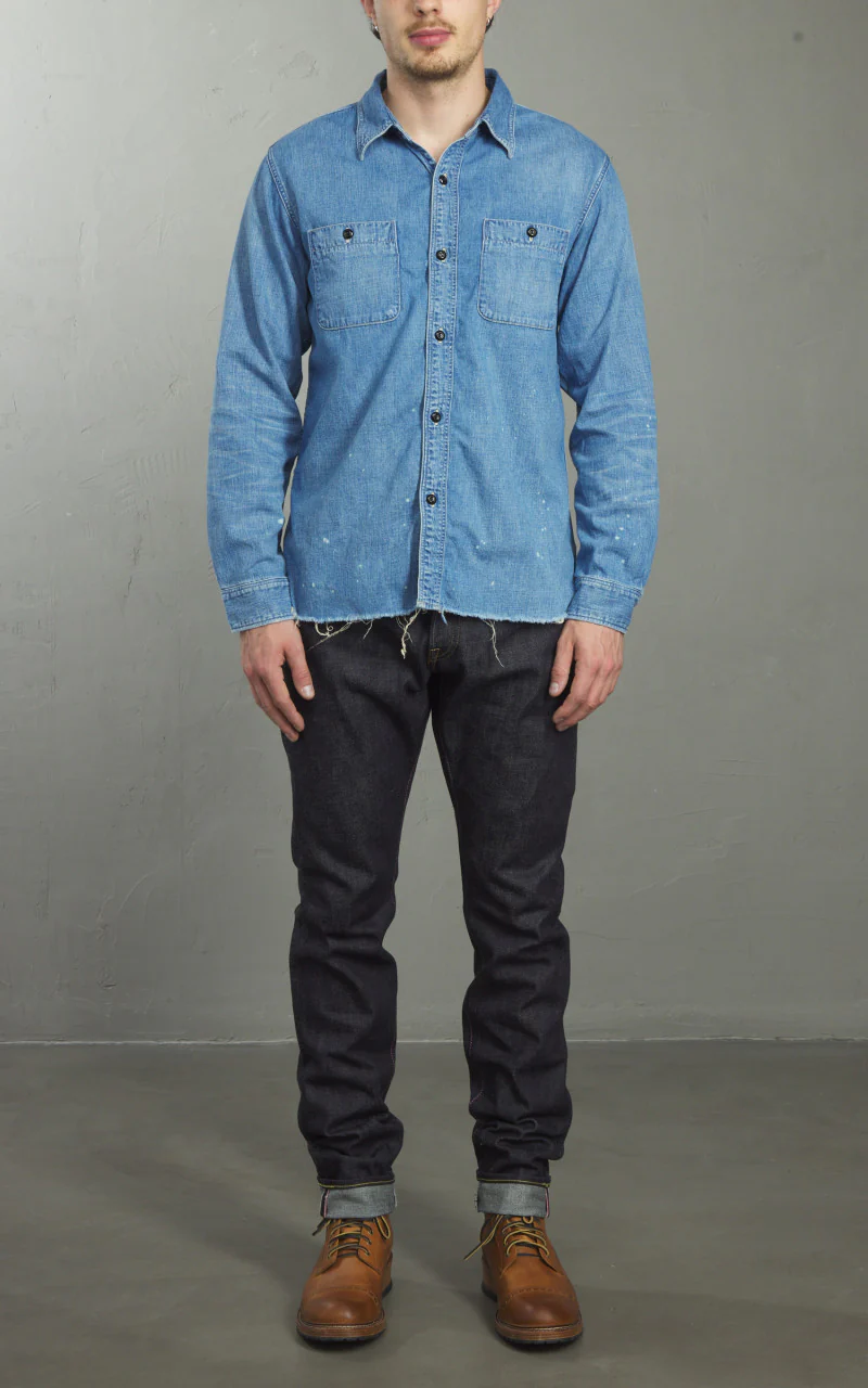 Fullcount 4890HW-24 Denim Work Shirt Used Wash - Image 2