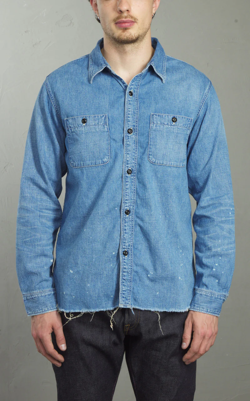 Fullcount 4890HW-24 Denim Work Shirt Used Wash - Image 4