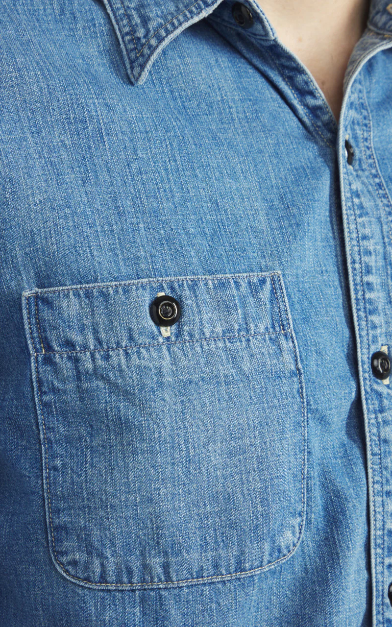 Fullcount 4890HW-24 Denim Work Shirt Used Wash - Image 5