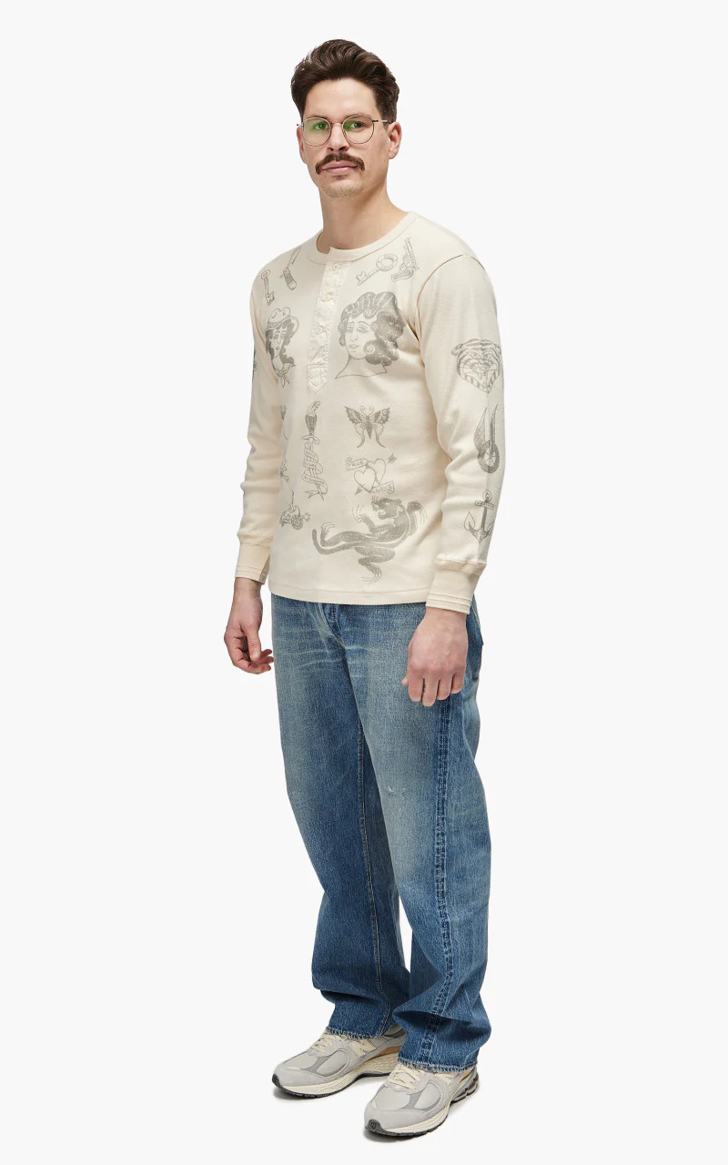 Fullcount 5023PT-1 Rib Henley "30th Anniversary" Ecru - Image 4