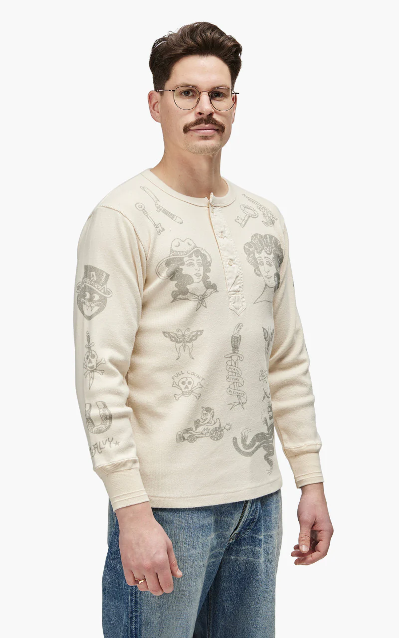 Fullcount 5023PT-1 Rib Henley "30th Anniversary" Ecru - Image 6
