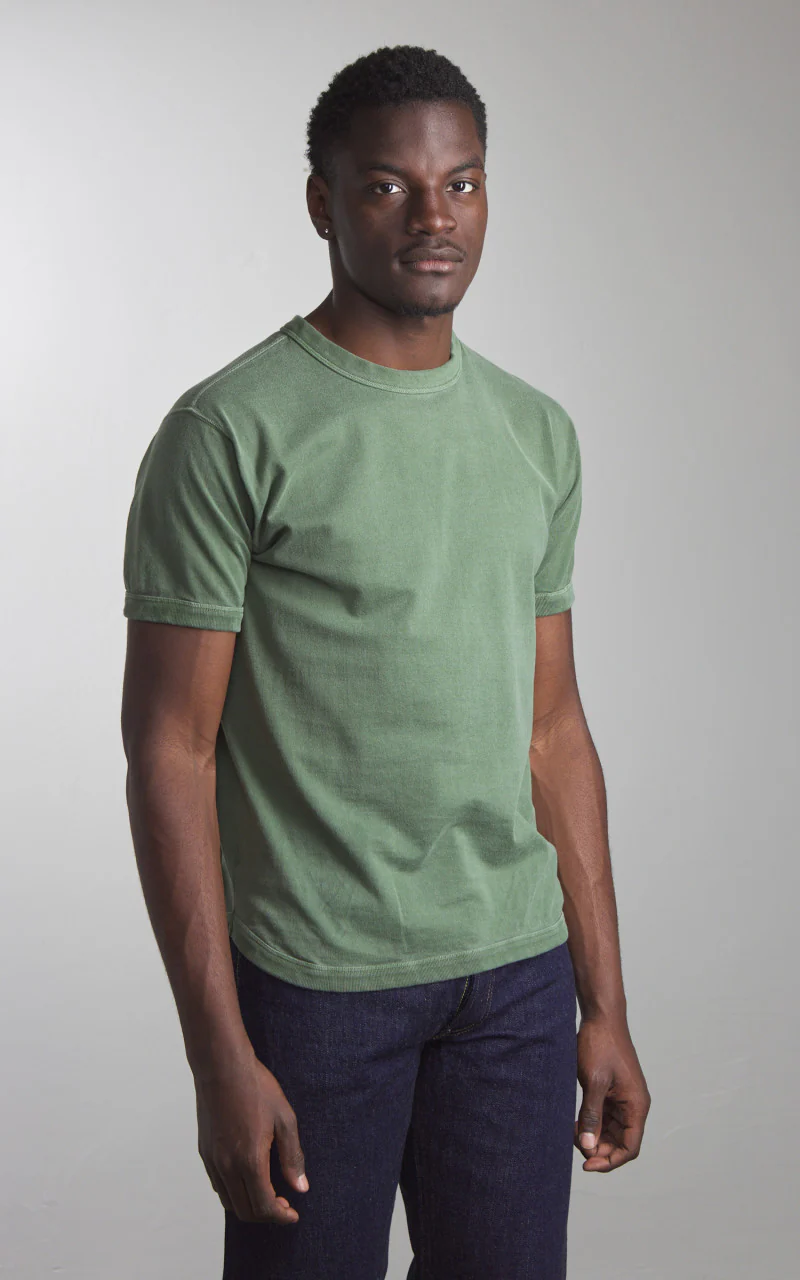 Fullcount 5222-25 Flat Seam Heavyweight T-Shirt Pigment Dyed Evergreen - Image 2