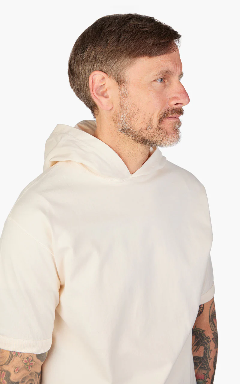 Fullcount 5222FD Flat Seam Heavyweight Hoodie T-Shirt Ecru - Image 5